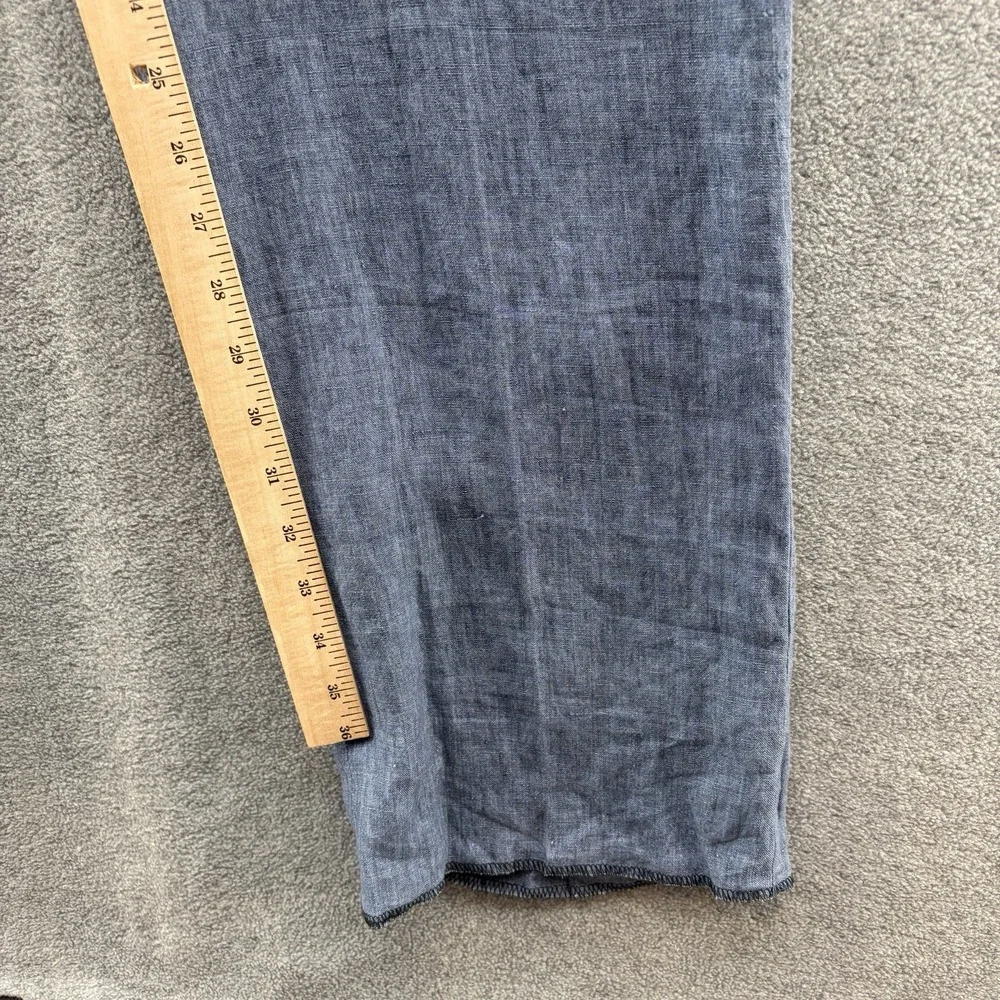 Hiltl Pants Mens 35x38 Blue Linen Dress Trousers Lightweight Unfinished Hem